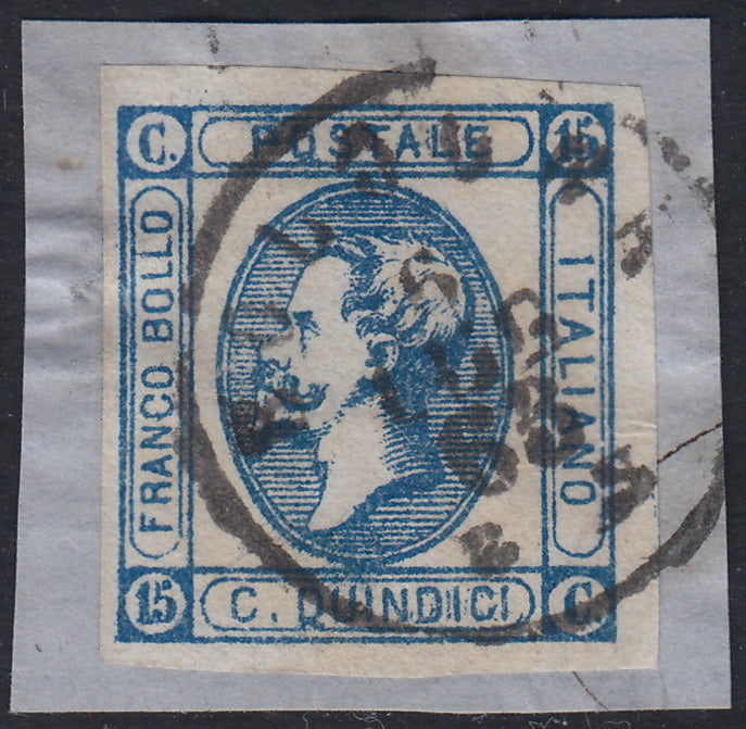 1862 - Effigy of Vittorio Emanuele II facing right, c. 20 light blue comb-pierced, used (2e)