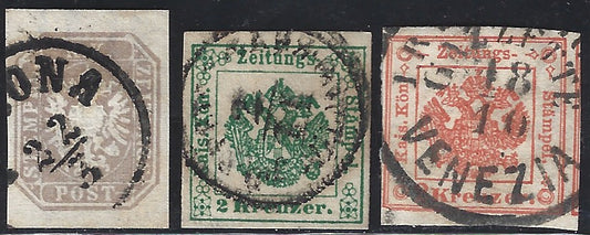 1858 - Lombardo Veneto, newspaper stamps 2nd issue effigy of the 1st type (s. 1.05) blue used (8)