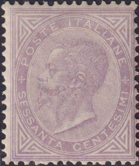 E7_143 - 1863 - Emissione De La Rue, tiratura di Londra, c. 60 lilla chiaro nuovo con gomma integra e discreta centratura. (L21).