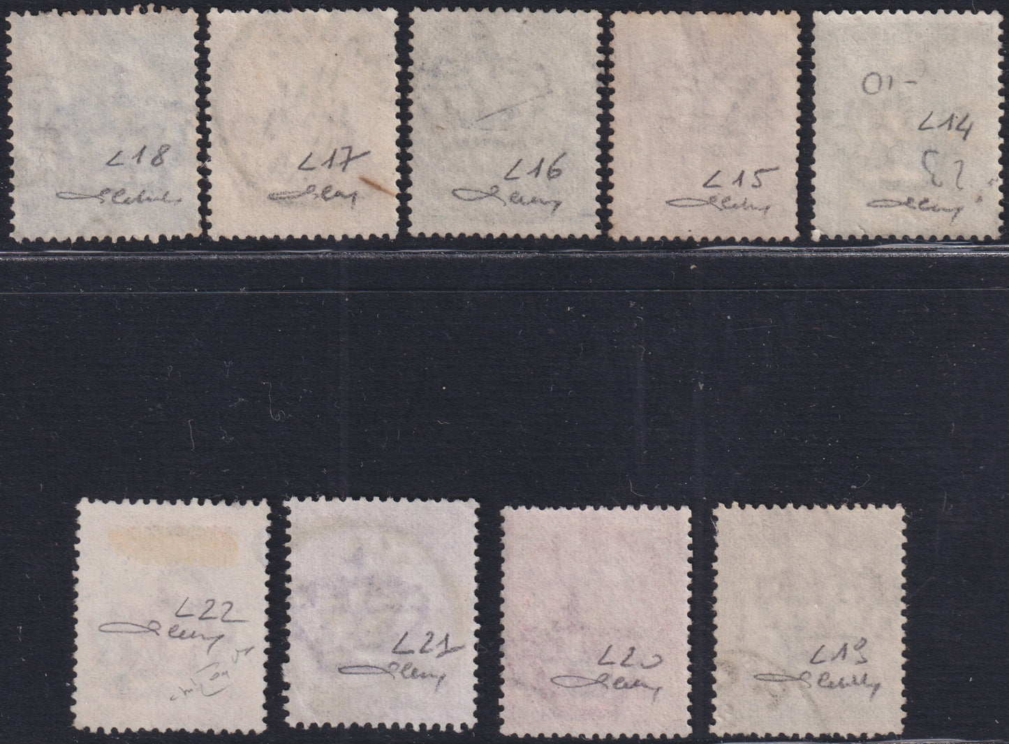 F21_27 - 1863 - De La Rue, serie completa dei nove valori tiratura di Londra, usati (L14/L22).