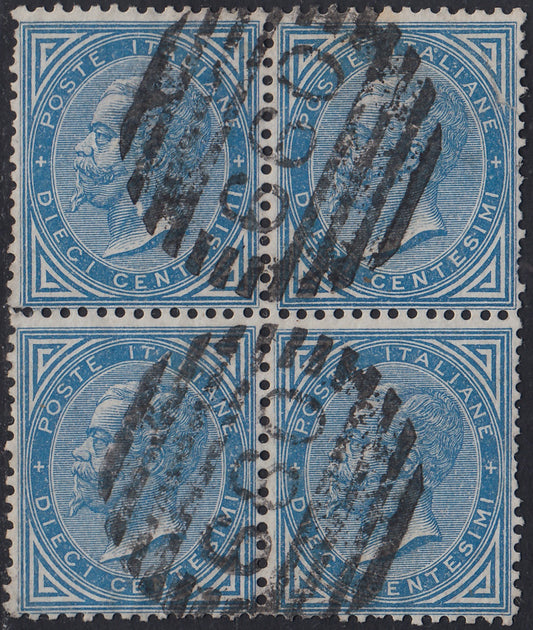 1862 - Effigy of Vittorio Emanuele II facing right, c. 20 light blue comb-pierced, used (2e)