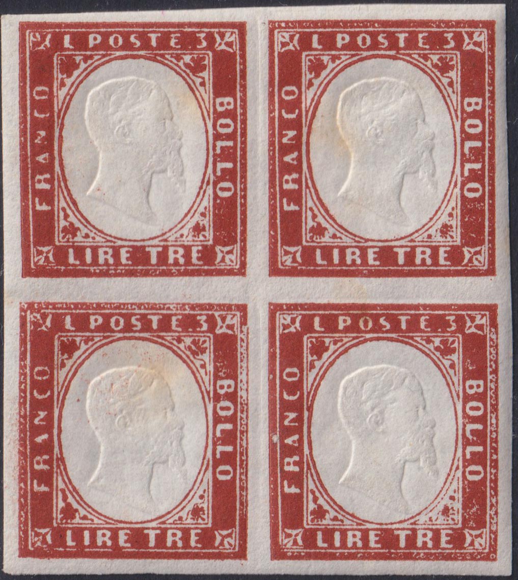 1851 - Effigy of Vittorio Emanuele II facing right, 1st issue c. 20 light blue used late 8/20/57 (2, R2 points)