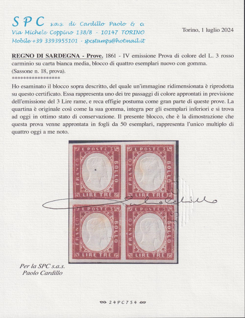 1851 - Effigy of Vittorio Emanuele II facing right, 1st issue c. 20 light blue used late 8/20/57 (2, R2 points)