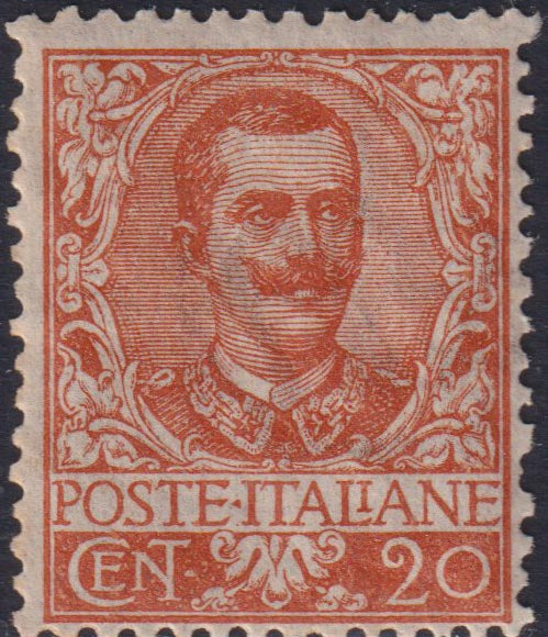 F32_141 - 1901 - Floreale, c. 20 arancio nuovo con gomma integra, discreta centratura (72).