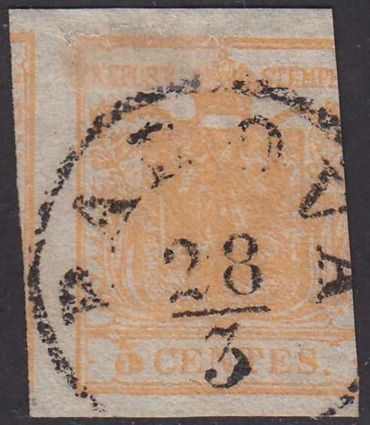 1858 - Lombardo Veneto, newspaper stamps 2nd issue effigy of the 1st type (s. 1.05) blue used (8)