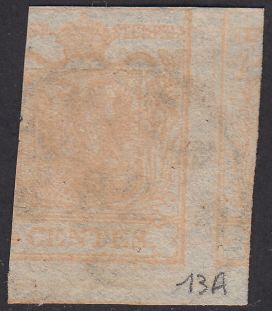 1858 - Lombardo Veneto, newspaper stamps 2nd issue effigy of the 1st type (s. 1.05) blue used (8)