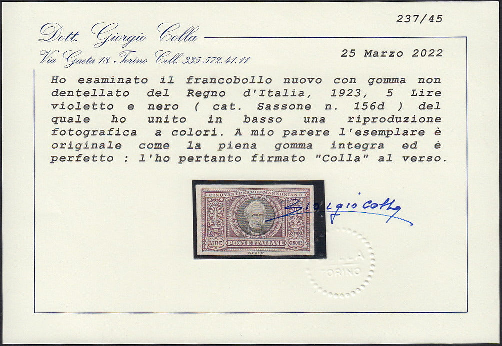 1930 – Virgilio, Diez recortes de un cartel publicitario sobre cartón grueso con una impresión perforada impresa en negro en el contorno y en diagonal la inscripción SAGGIO en mayúsculas.