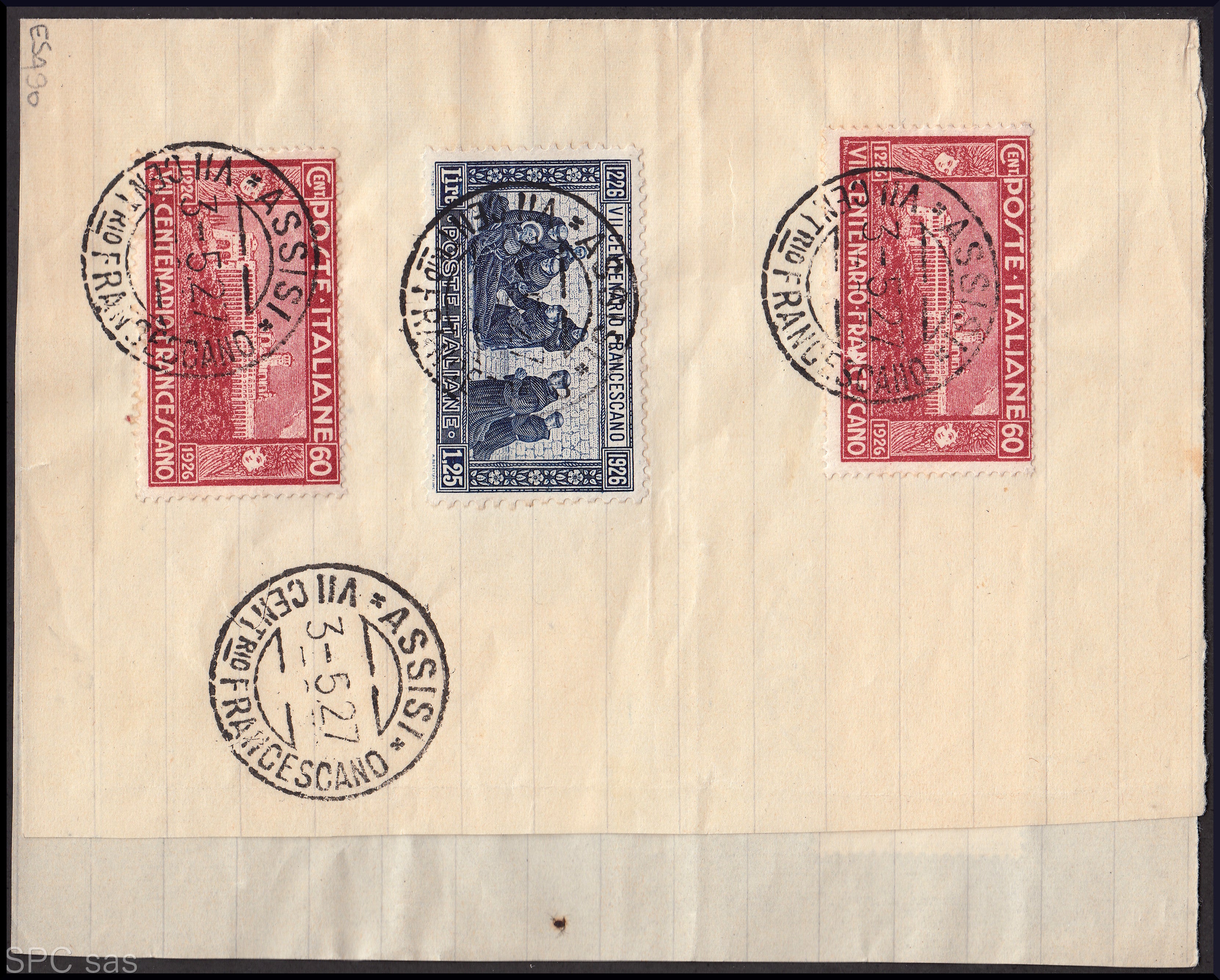 1930 – Virgilio, Diez recortes de un cartel publicitario sobre cartón grueso con una impresión perforada impresa en negro en el contorno y en diagonal la inscripción SAGGIO en mayúsculas.