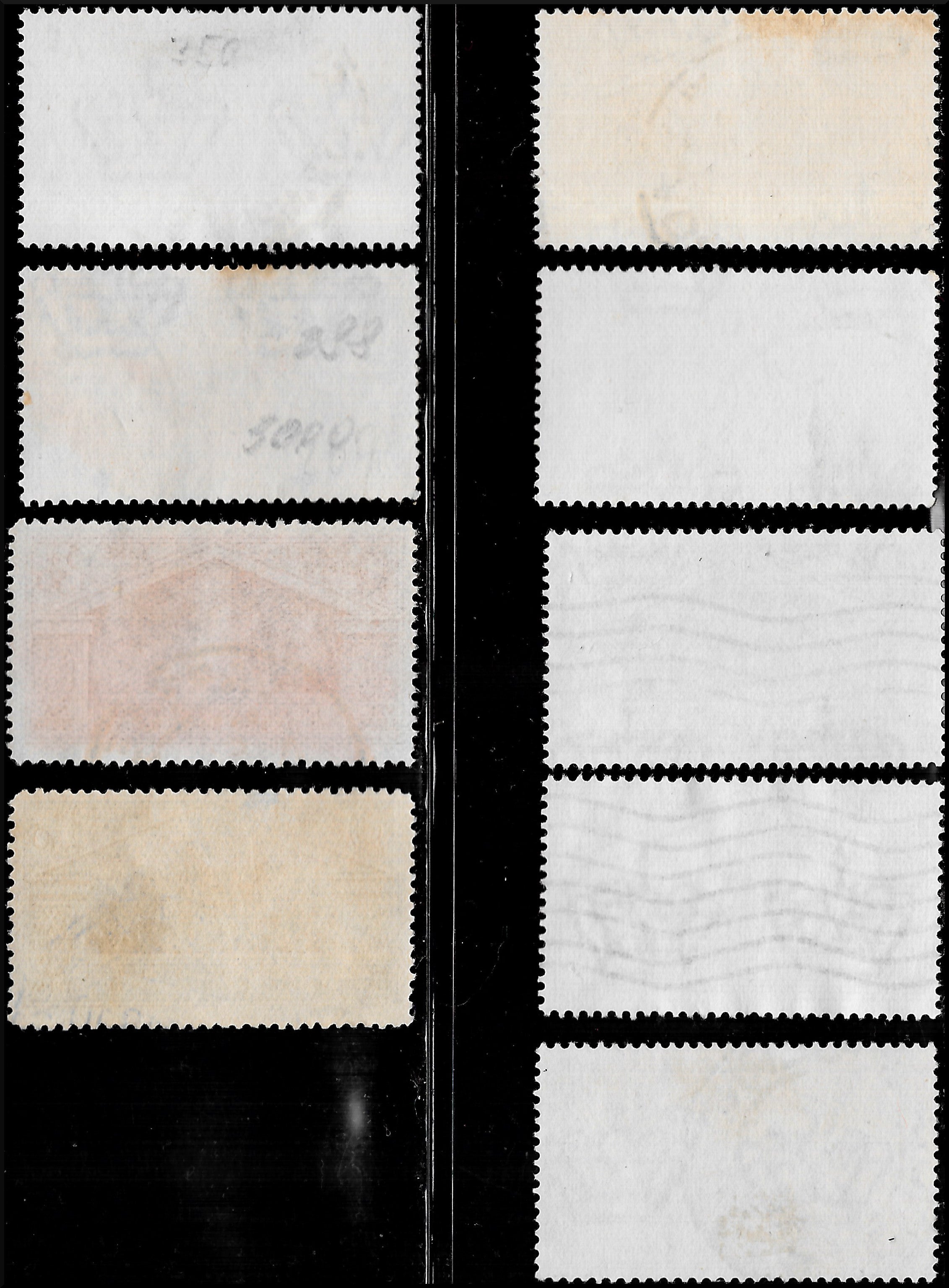 1930 – Virgilio, Diez recortes de un cartel publicitario sobre cartón grueso con una impresión perforada impresa en negro en el contorno y en diagonal la inscripción SAGGIO en mayúsculas.