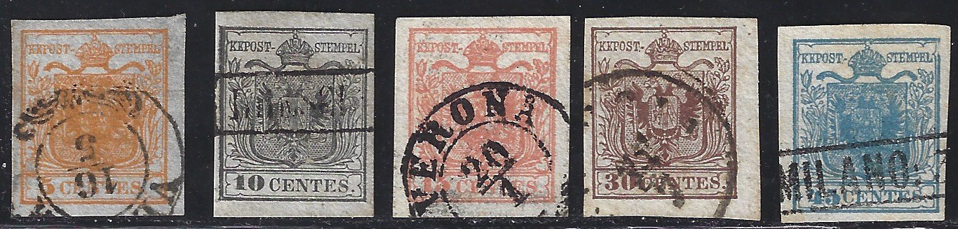 1858 - Lombardo Veneto, newspaper stamps 2nd issue effigy of the 1st type (s. 1.05) blue used (8)