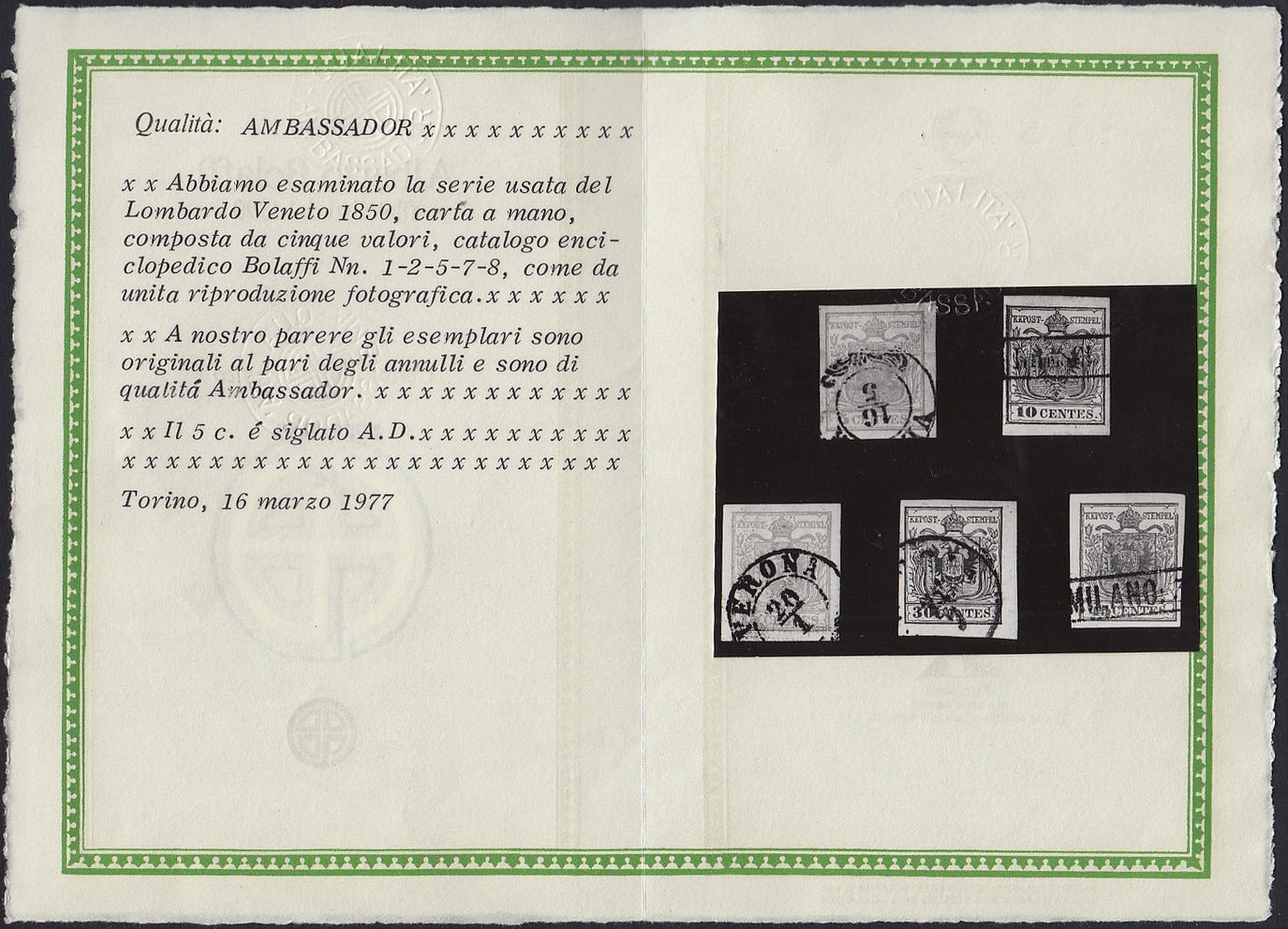 1858 - Lombardo Veneto, newspaper stamps 2nd issue effigy of the 1st type (s. 1.05) blue used (8)