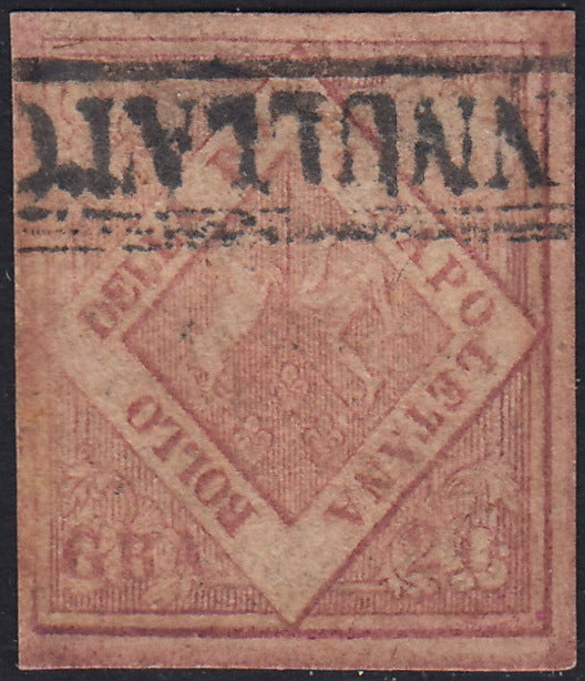 RL6 - 1858 - Stemma delle due Sicilie, 20 grana rosa brunastro I tavola usato (12).