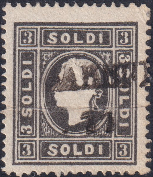 1858 - Lombardo Veneto, newspaper stamps 2nd issue effigy of the 1st type (s. 1.05) blue used (8)