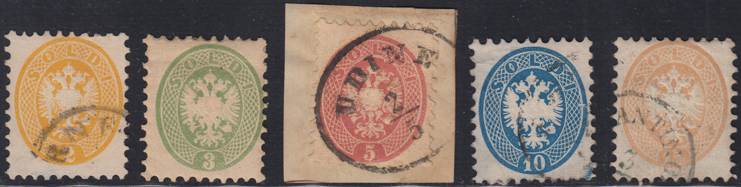 1858 - Lombardo Veneto, newspaper stamps 2nd issue effigy of the 1st type (s. 1.05) blue used (8)