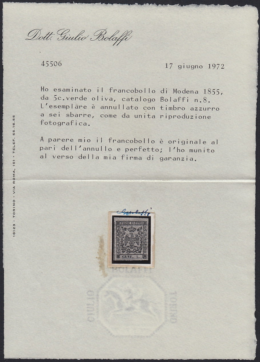 1852 - Duchy of Modena issue with dot after the figure, c. 10 new pink rubber intact (9)