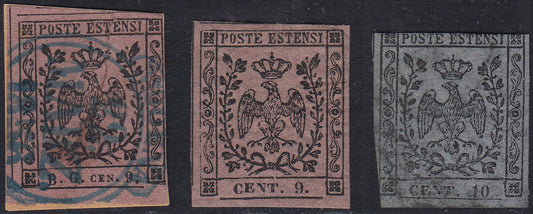 1852 - Duchy of Modena issue with dot after the figure, c. 10 new pink rubber intact (9)