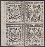 1852 - Duchy of Modena issue with dot after the figure, c. 10 new pink rubber intact (9)