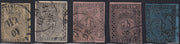 RL77 - 1852 - I emissione serie di cinque valori nelle tonalità base usati, (1/5).