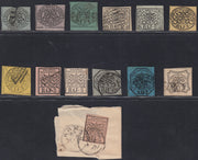 RL38 - 1852 - I emissione insieme di esemplari del periodo con interessanti individualità anche se in qualità mista. (1, 1A, 2, 3A, 3Aa, 4A, 5A, 6a, 6A, 7, 8, 9).