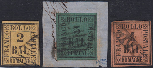 RL63 - 1859 - Insieme di esemplari usati con annulli originali. (3, 4, 5).