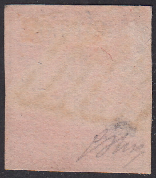 ROM43 - 1859 - Cifra in un rettangolo, b. 8 rosa usato con annullo originale (8).