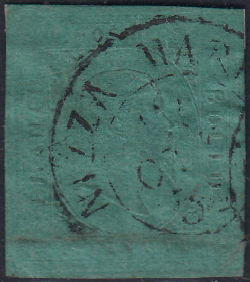 1851 - Effigy of Vittorio Emanuele II facing right, 1st issue c. 20 light blue used late 8/20/57 (2, R2 points)