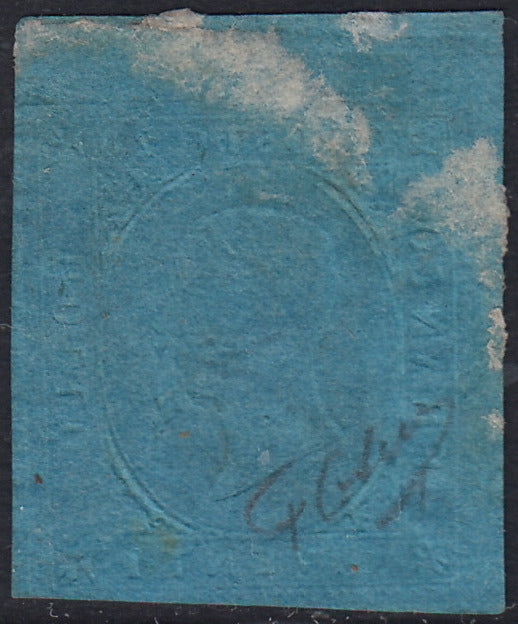 1851 - Effigy of Vittorio Emanuele II facing right, 1st issue c. 20 light blue used late 8/20/57 (2, R2 points)