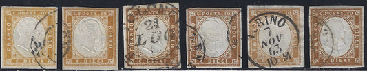 1851 - Effigy of Vittorio Emanuele II facing right, 1st issue c. 20 light blue used late 8/20/57 (2, R2 points)