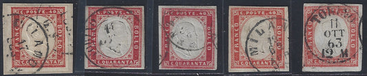 1851 - Effigy of Vittorio Emanuele II facing right, 1st issue c. 20 light blue used late 8/20/57 (2, R2 points)