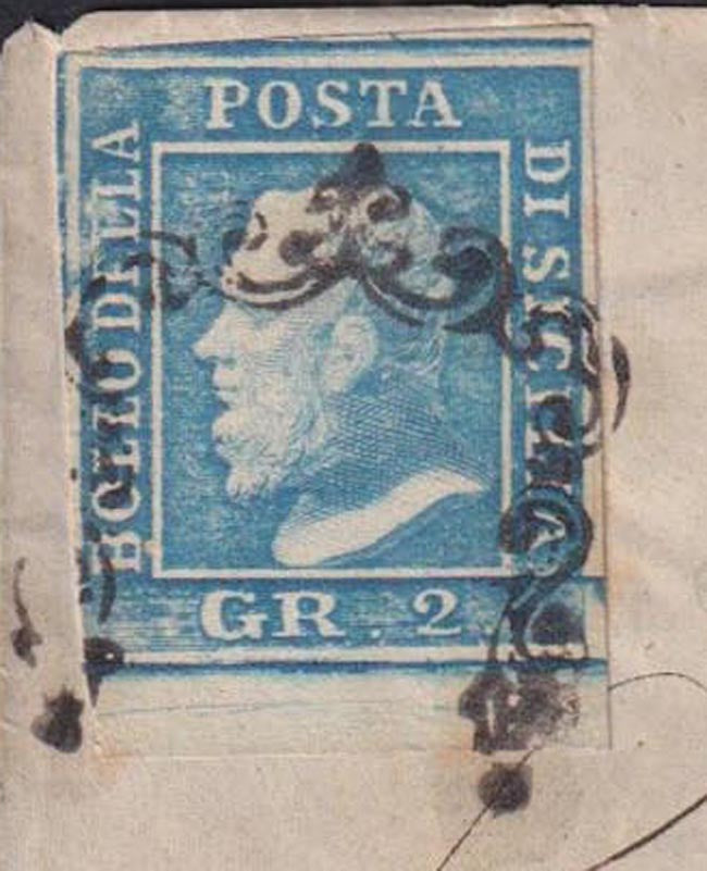 EB26 - Frontespizio di lettera spedito da Catania per Girgenti 2/5/60 affrancato con 2 gr. azzurro chiaro III tavola (8)