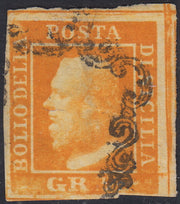 1859 - 10 grain indigo black paper from Naples new with original gum (12a) 