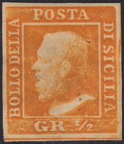 1859 - 10 grain indigo black paper from Naples new with original gum (12a) 