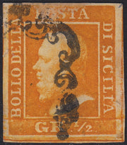 1859 - 10 grain indigo black paper from Naples new with original gum (12a) 