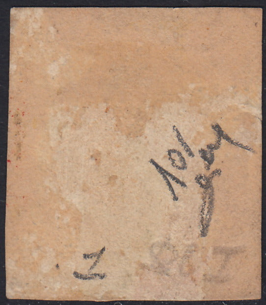 1859 - 10 grain indigo black paper from Naples new with original gum (12a) 