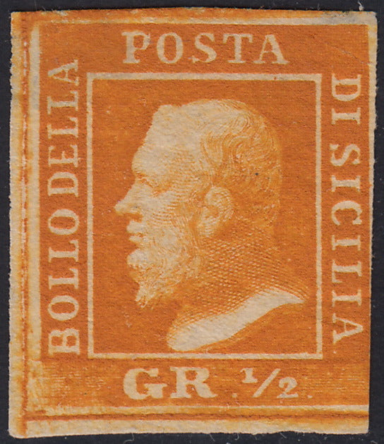 1859 - 10 grain indigo black paper from Naples new with original gum (12a) 