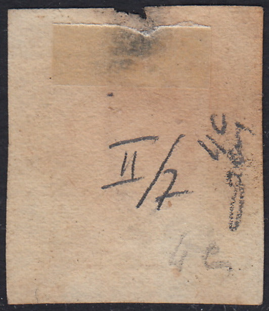 EB48 - 1859 - Effigie di Federico II di Borbone, 1 grano bruno oliva chiaro II tavola carta di Napoli usato (4c)