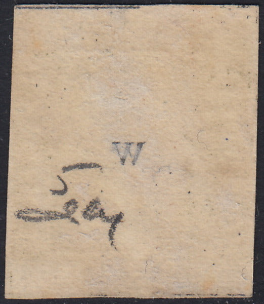 1859 - 10 grain indigo black paper from Naples new with original gum (12a) 