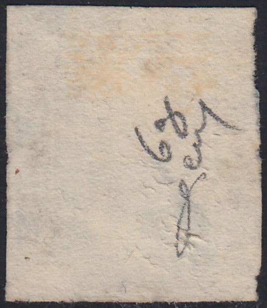 EB50 - 1859 - Effigie di Federico II di Borbone, 2 grana azzurro chiaro I tavola carta di Palermo usato (6g)