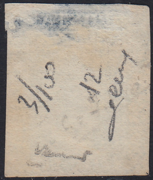 EB55 - 1859 - Effigie di Federico II di Borbone, 10 grana azzurro cupo carta di Napoli usato (12)