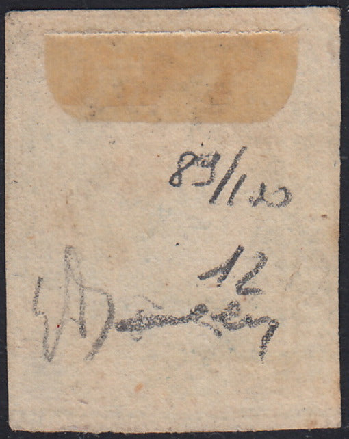 1859 - 10 grain indigo black paper from Naples new with original gum (12a) 