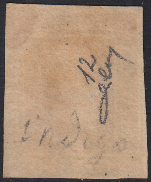 1859 - 10 grain indigo black paper from Naples new with original gum (12a) 