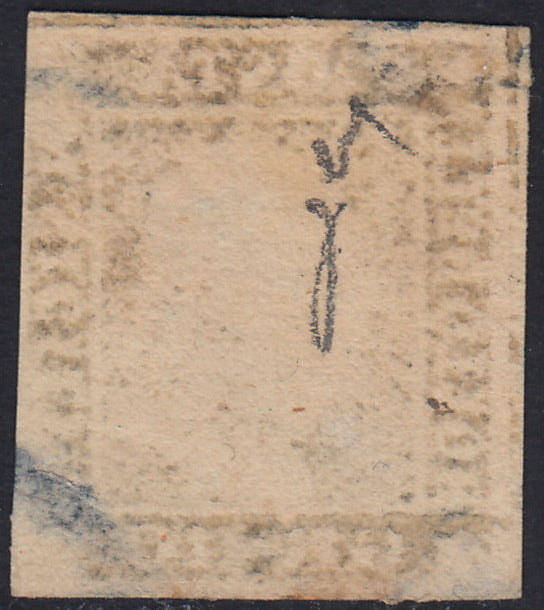 EB62 - 1859 - Effigie di Federico II di Borbone, 10 grana azzurro cupo carta di Napoli usato (12)