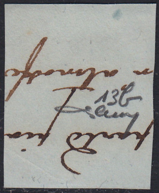 1859 - 10 grain indigo black paper from Naples new with original gum (12a) 