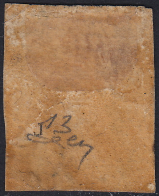 1859 - 10 grain indigo black paper from Naples new with original gum (12a) 