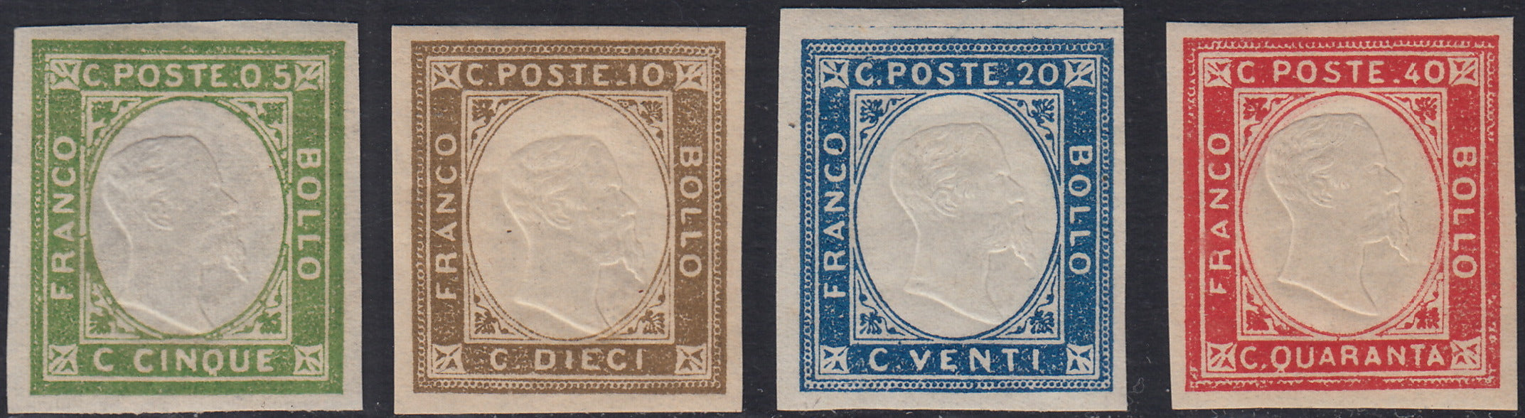 EB67 - 1861 - Non emessi, serietta di 4 esemplari nuovi con gomma originale (1/4)