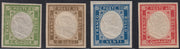 EB68 - 1861 - Non emessi, serietta di 4 esemplari nuovi con gomma originale, tutti con doppia effigie (1c, 2b, 3c, 4b)