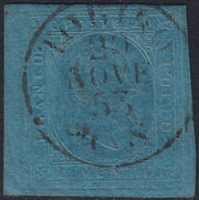 EB79 - 1853 - II emissione c. 20 azzurro usato a TORINO 20/11/53 (5)