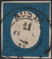 EB72 - 1854 - III emissione, c. 20 azzuro usato con il d.c. di AOSTA (8)