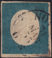 EB73 - 1854 - III emissione, c. 20 celeste usato con il c.s. di NOVARA 31/3/55 (8a)