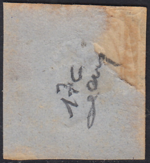 1860 - 1/2 dark blue tornese called "Croce di Savoia" used in the IL PAESE newspaper of 1/1/1861 (16b)